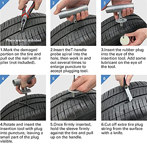 CKAuto Universal Tire Repair Kit, Professional Heavy Duty Emergency Tool | for Flat Tire Puncture Repair, 36-Piece Value Pack, Tire Plug Kit for Cars, SUVs, Motorcycles, Trucks, RVs, and More - size: 36 pcs