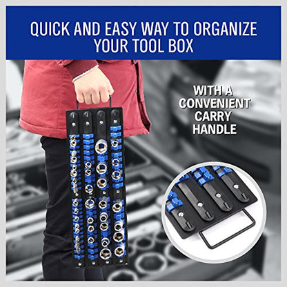 HORUSDY 80-Piece Heavy Duty Socket Organizer, 1/4-Inch, 3/8-Inch, 1/2-Inch, Premium Quality Socket Holders - style: 80-Piece Heavy Duty Socket Organizer