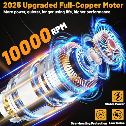 Brushless Cordless Buffer Polisher Compatible with Dewalt 20V Battery(Tool Only) - 15mm Dual Action | 10000RPM High Power | 6-Speed ControlPolisher with 6 Buffing Pads for Car Detailing Polishing