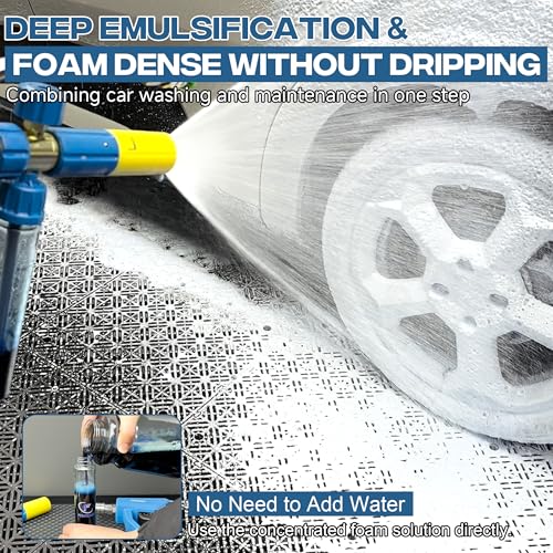 FIXFANS Pressure Washer Gun with Mini Foam Cannon, Dual Connector Accessory, Car Wash Foam Gun Kit - No-Dilution Foam Cannon Pro 100ML, 5 Power Washer Nozzle Tips & M22 Adapter, 1/4" Quick Connect - size: 100ML