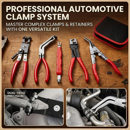 5PCS Automotive Electrical Disconnect Pliers Kit, Connector & Terminal Removal Tool Set with Hose Clamp Pliers, Trim Clip Remover for Car Fuel Line, Sensor & Wiring Harness (Red 1Set) - color: Red 1set