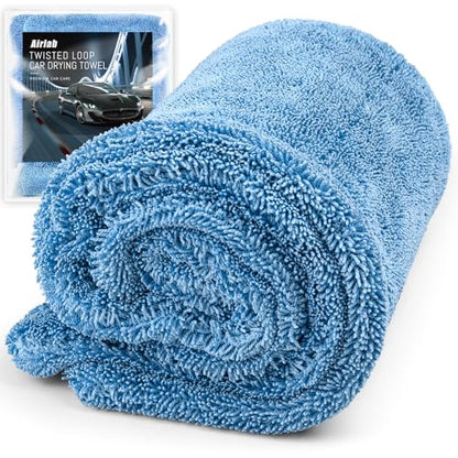 Airlab Car Drying Towel Microfiber Towels for Cars 1200 GSM Wash Auto Detailing Supplies Twist Pile Cleaning Cloth Absorbent Quick Dry Soft Loop Dry Flash Towel, 24 x 16 Inch,Pack of 1, Blue - color: 24 X 16 Inch, Pack of 1, Light Blue, 1200 Gsm