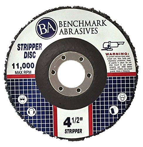 Benchmark Abrasives 4 1/2 Inch Stripping Disc with 7/8" Arbor Angle Grinder Disc Rust Remover for Metal Paint Stripper on Wood, Plastic - Metal Polishing Wheel - Silcone Carbide Strip Disc (10 Pack)