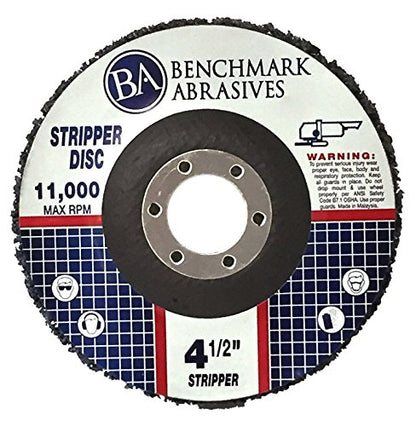 Benchmark Abrasives 4 1/2 Inch Stripping Disc with 7/8" Arbor Angle Grinder Disc Rust Remover for Metal Paint Stripper on Wood, Plastic - Metal Polishing Wheel - Silcone Carbide Strip Disc (10 Pack)
