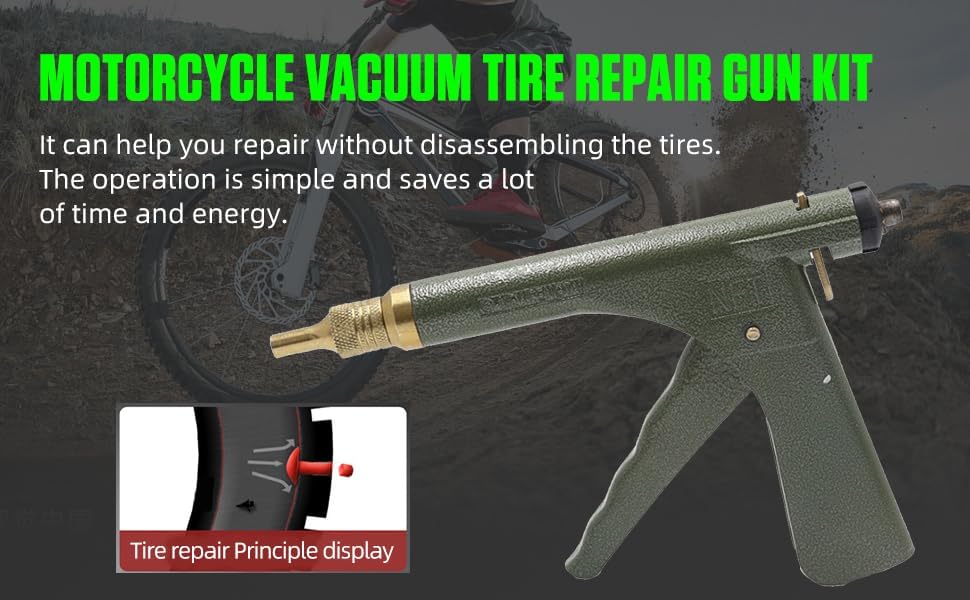 Tire Repair Kits, Tire Pluger Motorcycle Tubeless Vacuum Tire Plugger Repair Tool Kit with 32PCS Rubber Plugs Tire Plug Gun Kit with Mushroom Plug for Motorcycle Dirt Bike ATV Lawn Mower
