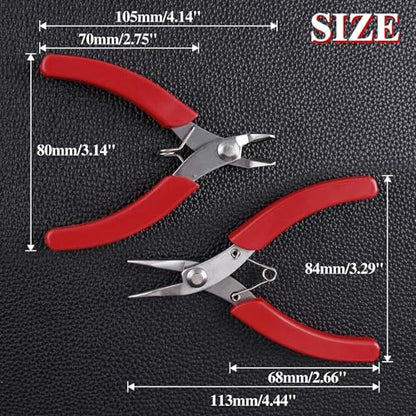 SPEEDWOX 2Pcs 4.5 Inch Mini Long-Nose Pliers 4.25 Inch Flush Cutters Tweezer Nose plier Mini Needle Nose Pliers Short-Nose Plier Wire Diagonal Oblique Side Cutters Steel Cutting Nippers Shear - size: 2 Pieces (4.5" Long Nose + 4.25" Flush Cutter)