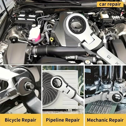 SmarketBuy Ratcheting Wrench Set 16 Pcs, Multifuctional Combination Ended Spanner Kit Metric 6-22MM Chrome Vanadium Steel Flex-Head Ratchet Wrenches with Carrying Bag