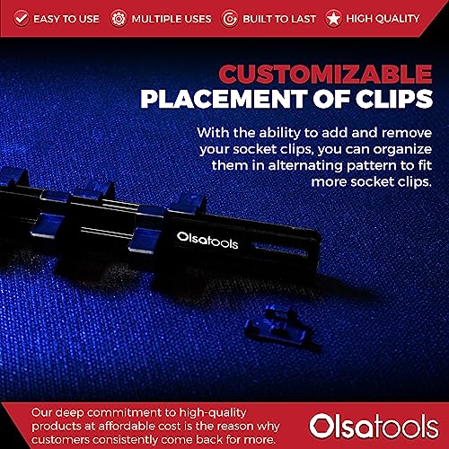 Olsa Tools 1/2-Inch Drive Aluminum Socket Organizer with Locking End Caps - Professional Quality Socket Holder - BLACK - Part 1178 - color: Black, size: 1/2-Inch Drive