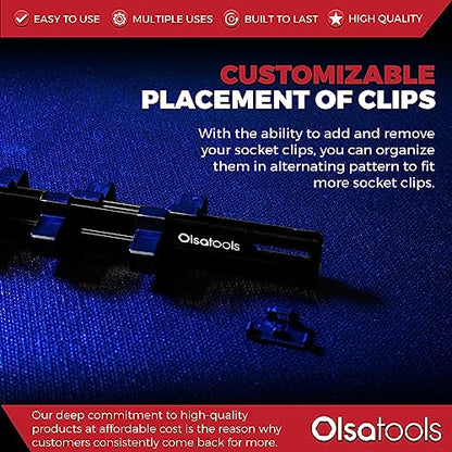Olsa Tools 1/2-Inch Drive Aluminum Socket Organizer with Locking End Caps - Professional Quality Socket Holder - BLACK - Part 1178 - color: Black, size: 1/2-Inch Drive