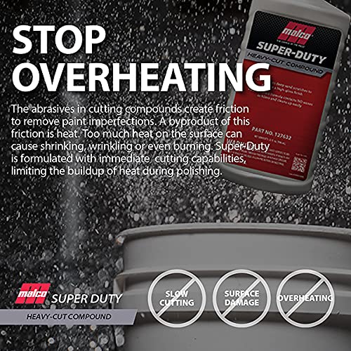 Malco Super Duty Heavy Cut Compound - Professional Cutting, Polishing and Finishing Compound/for Auto Paint Correction, Detailing and Buffing / 32 oz. (127632) - size: 32 Oz.