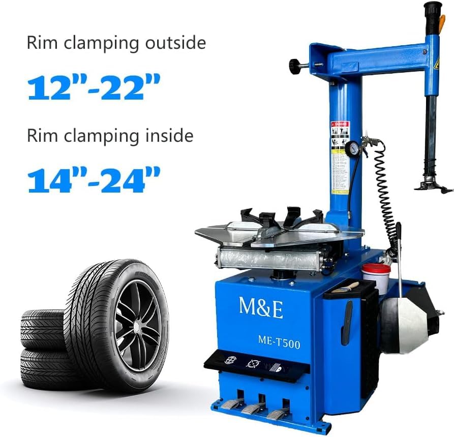 ME-T500 2.0 HP 24" Tire Changer Machine and ME-B620 Wheel Balancer Tire Changing and Repair Equipment with Precision Balancing Combo for Auto Shops Tire Centers - color: Blue500+620
