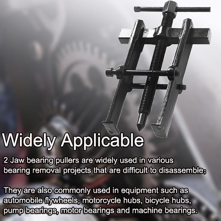 2 Jaws Bearing Puller 5-Piece Set, 2'' 3'' 4'' 6'' 8" Adjustable Two Jaw Puller Remover Tool, Carbon Steel Pump Removing Kit for Wheel, Bearings, Gears, Motorcycle