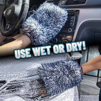 Chemical Guys, The Dually, Dual-Fiber, Wet-Dry Use, Microfiber Wash Mitt, (Car Wash Mitt Great for Car, Truck, SUV, RV, & More) Dark Blue + White, (2 Pack) MIC51702 - size: 2 Pack, style: Wash Mitt