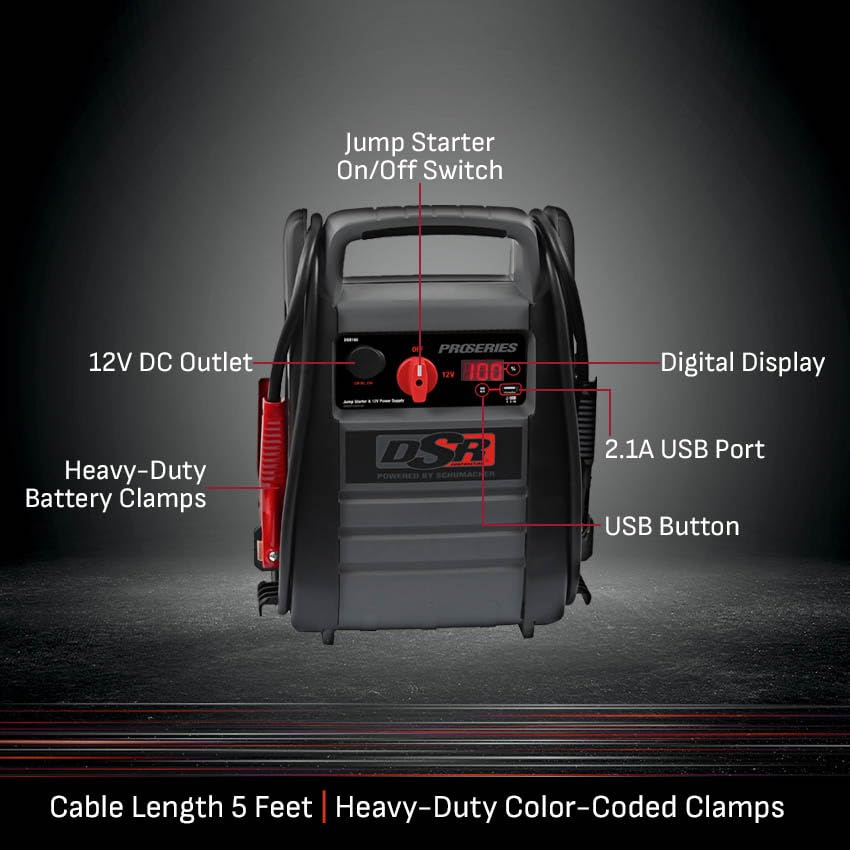 Schumacher Electric DSR ProSeries Car Battery Jump Starter - 4400 Peak Amp 12V/24V Car Starter, Jump Box & Portable Power Station - Digital Display, Heavy-Duty Booster Cables - DSR166 - style: 12/24V 4400 Peak Amp