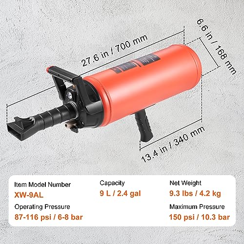 VEVOR Tire Seater, 2.4 Gal/9 L Air Tire Blaster, 150 PSI Handheld Portable Tire Inflator Tool, 87-116 PSI Operating Pressure for Tractor Truck ATV Car and Automobile Repair - size: 2.4 Gal/9 L