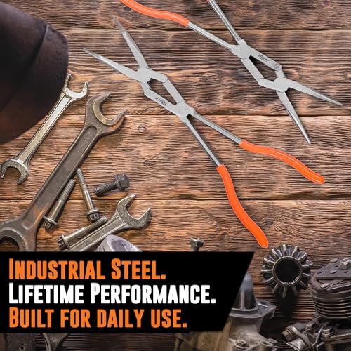 Mutt Tools 13 Inch Long Needle Nose Pliers Extra Long Reach Set | 13 Inch, Needle Nose, CRV Steel, Serrated Tips, Long Reach