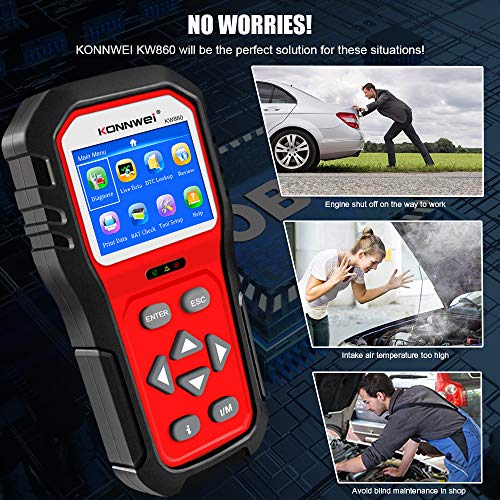 KONNWEI KW860 OBD2 Scanner Car Code Reader Diagnostic Scan Tool with Enhanced Live Data Stream and Upgraded Graphing Battery Status Check Function - color: KW860