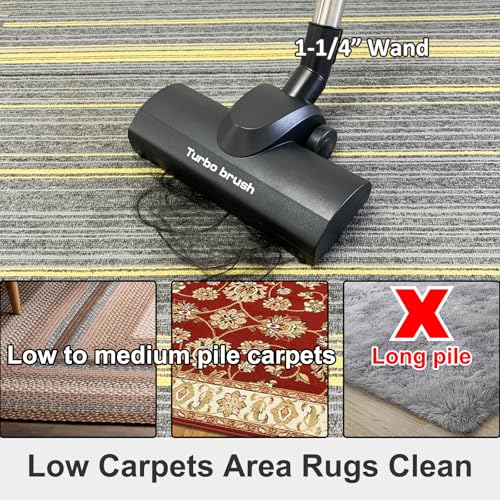 1-1/4" Turbo Brush Vacuum Accessory, as 1.25 Inch Shopvac Canister Universal Wet Dry Vac Floor Head Attachment, Ideal for Pet Hair Removal on Carpets Area Rugs Hardfloors (Turbo Brush)