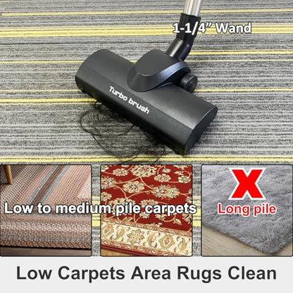 1-1/4" Turbo Brush Vacuum Accessory, as 1.25 Inch Shopvac Canister Universal Wet Dry Vac Floor Head Attachment, Ideal for Pet Hair Removal on Carpets Area Rugs Hardfloors (Turbo Brush)
