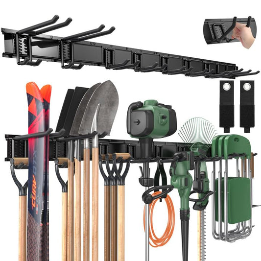 LBT 66" Garage Tool Organizer Wall Mount - 720lbs Garden Tool Organizer | Anti-Rust, Adjustable Hooks, Sheds Garden Tool Organizer Black, Gifts For Men Dad Husband - size: 66inch