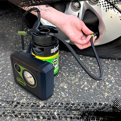 Slime 50138 Flat Tire Puncture Repair, Smart Spair Plus, Emergency Kit for Car Tires, Includes Sealant and Tire Inflator Pump, Suitable for Cars and Other Highway Vehicles, 12 Min Fix - size: Car/Trailer, style: Smart Spair Plus