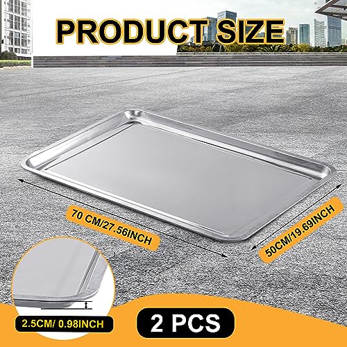 2 Pcs Stainless Steel Oil Drip Pan for Under Car 27.6 x 19.7 Inch Automotive Oil Change Pan Silver Rust Resistant Motorcycle Drip Tray Replacement Tray for Garage Floor - size: 27.56 x 19.69 Inch