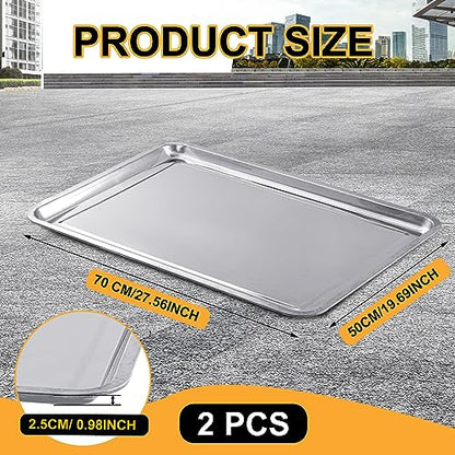 2 Pcs Stainless Steel Oil Drip Pan for Under Car 27.6 x 19.7 Inch Automotive Oil Change Pan Silver Rust Resistant Motorcycle Drip Tray Replacement Tray for Garage Floor - size: 27.56 x 19.69 Inch