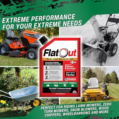 FlatOut Tire Sealant Outdoor Power Equipment Formula - Prevent Flat Tires, Seal Leaks, Contains Kevlar, 32-Ounce Bottle, 1-Pack… - size: 1-Pack (32 oz)