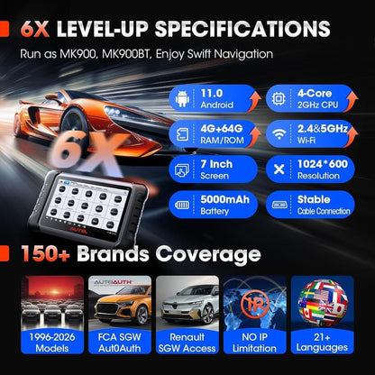 Autel MaxiCOM MK808S Bidirectional Scanner: 2026 Same as MaxiCheck MX808S MX900 MK900BT MK808BT Pro, 3000+ Active Test, 28+ Service for 200+ Brands, OBD2 All System Diagnose, FCA Autoauth & SGW, OS 11 | 2026 Bidirectional OBD2 Tool as MaxiCheck MX900 MX80