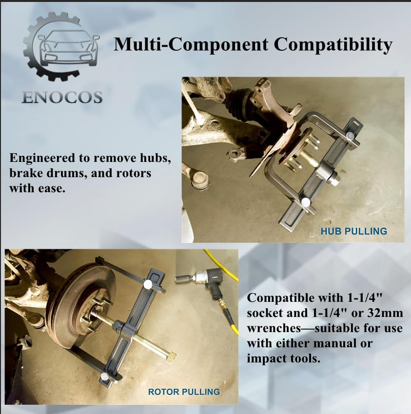 78830 Heavy Duty Hub Drum and Rotor Puller Kit Compatible with 1-1/4" Socket and 1-1/4" or 32mm Wrench, for Remove Hubs, Drums and Brake Rotors