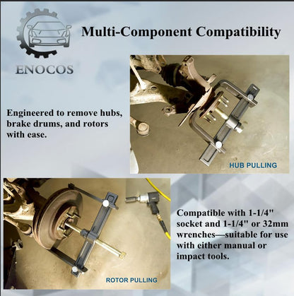 78830 Heavy Duty Hub Drum and Rotor Puller Kit Compatible with 1-1/4" Socket and 1-1/4" or 32mm Wrench, for Remove Hubs, Drums and Brake Rotors