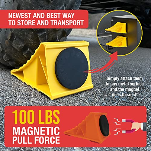 THD MagChocks - Magnetic Wheel Chocks - RV Wheel Chocks for RV Trailer - RV Tire Chocks, Trailer Wheel Chocks and Camper Wheel Chocks Rubber Wheel Chock for Heavy-Duty Security (2pk)