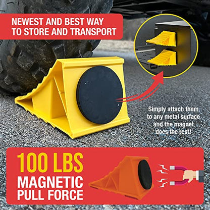 THD MagChocks - Magnetic Wheel Chocks - RV Wheel Chocks for RV Trailer - RV Tire Chocks, Trailer Wheel Chocks and Camper Wheel Chocks Rubber Wheel Chock for Heavy-Duty Security (2pk)