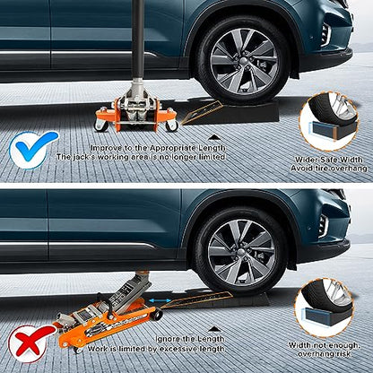 Car Ramps for Easy Vehicle Maintenance and Safe Lifting, Sturdy, Lightweight, Low Profile Car Ramps for Jack Support, Heavy Duty Tire Ramps for Low Chassis Cars, 2 PCS - size: 6 Ton