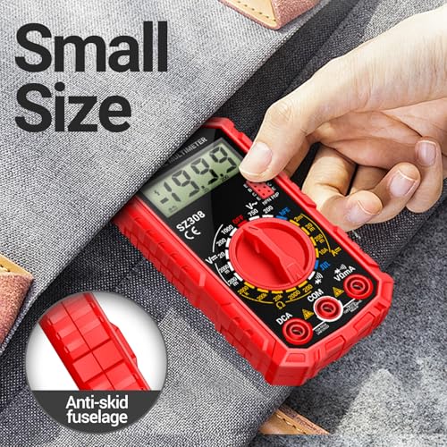 ANENG Multimeter,SZ308 DC AC Volt Meter,Ohm Digital Multimeter Tester,Measures Voltage,Current,Resistance,Continuity,Diodes, Electrical Tester for Househould Tools,Automotive Battery Test(Red) - style: SZ308 Red (With 16-piece test set)