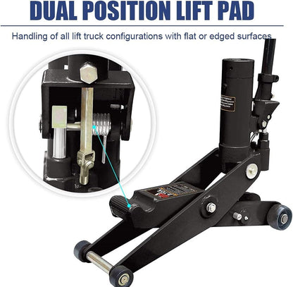 5 Ton Hydraulic Forklift Jack, Dual Position Heavy Duty Service Jack for Forklift & Truck Maintenance, 10,000 lb Capacity, High & Low Profile Lifting Range 2.7–28.7 in