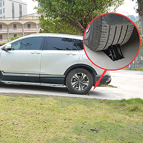 YOKOKO 2 PCS Wheel Chocks, Heavy Duty Metal Wheel Chock Blocks Foldable Tire Stoppers for Automotive, Car, SUV, Trailer, RV, Trucks & Camper