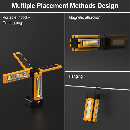 13200mAh Rechargeable Solar Work Light with Folding Stand and Carrying Bag, AODOO 8000 Lumen Stepless Dimmable , White/Warm/Nature White/RED(SOS) with Detachable Tripod (Orange(No Tripod)) - color: Orange(No Tripod)