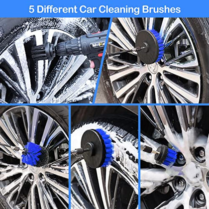 26Pcs Auto Cleaning Brush Set - Interior/exterior, Wheels Drill Brushes, Buffing Sponge Pads
