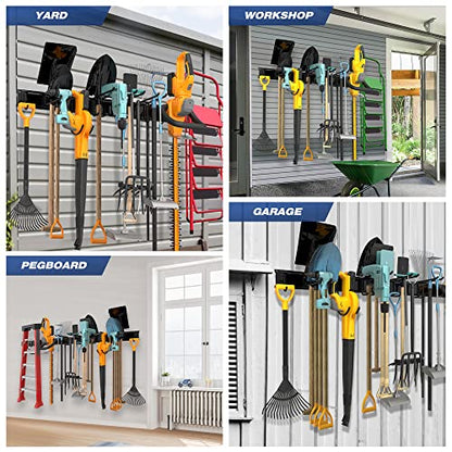 Sttoraboks Garage Wall Organizer, Heavy Duty Tool Hangers for Garage Wall with 6 Double Hooks & 2 Rails, Tool Organizer Wall Mount, Garage Hanging Storage Rack for Shovel, Rake, Broom and Ski Gear - size: 34inch 2 panels+6 hooks