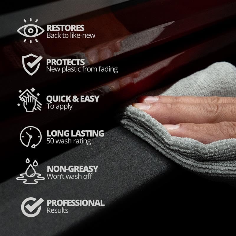 CERAKOTE Rapid Ceramic Plastic Restorer and Protectant Spray - 14 oz - 50+ Wash Rating - Restores Faded Black Trim and Bumpers - Non-Greasy Formula for Cars and Trucks - size: 14 Fl Oz (Pack of 1)