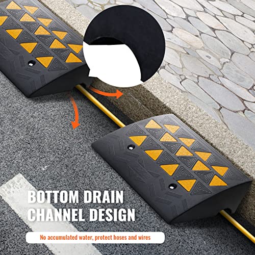 VEVOR Rubber Curb Ramp, 6" Rise Height 2 Pack, Heavy-Duty 33069 lbs/15 T Capacity Threshold Ramps, 19" L x 15" W Driveway Ramps with Stable Grid Structure for Cars, Wheelchairs, Bikes, Motorcycles - size: 6" H