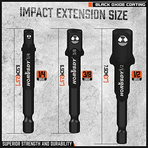 HORUSDY 7 Piece Impact Sockets Adapter Set, Hex Shank Socket to Drill Adapter 1/4" 3/8" 1/2", Cr-V Steel Impact Driver Wrench Socket Reducer Set - style: 7-PCS Adapter Set
