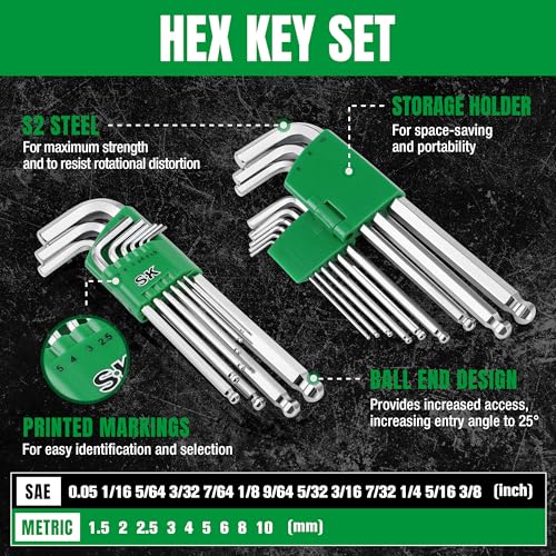 SK Mechanics Tool Set, 1/4'' & 3/8'' & 1/2'' Drive Sockets, SAE & Metric | 149-Piece Tool Kit with 216-P Quick-Release Ratchet, SuperKrome Finish, Heat Treated, with Storage Suitcase
