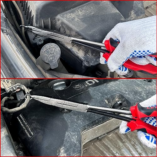 13 Inch Long Reach XL Pivot Ring Nose Pliers with Serrated Jaw for Hard to Reach Spaces - style: Ring Nose
