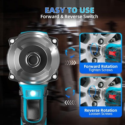 MZG 550N Torque Cordless Impact Wrench,1 * 5.2Ah Lithium-Ion Power, 1/2" Impact Gun for Home/Car/Truck Tire Lug Nut Removal Tool Set Impact Driver, Electric Impact Motor Variable Speeds