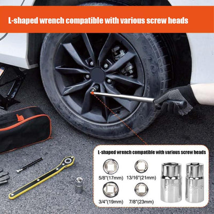 2 Ton Scissor Car Jack Kit for Emergency Flat Tire Change - Portable with Wrench & Gloves