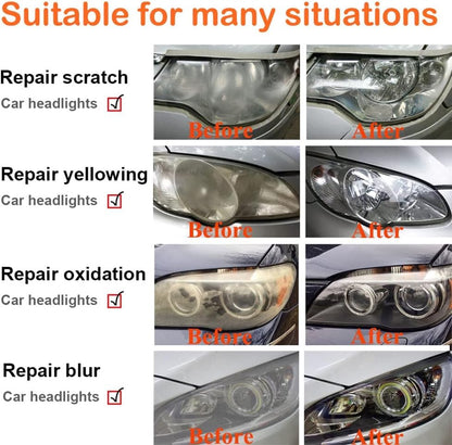 Headlight Repair kit,car Headlight Lens polishing Repair Tool with 200ml car Headlight Repair Fluid, Used to Remove Yellowing, Haze, and Oxidation from taillights and Fog Lights - size: XL