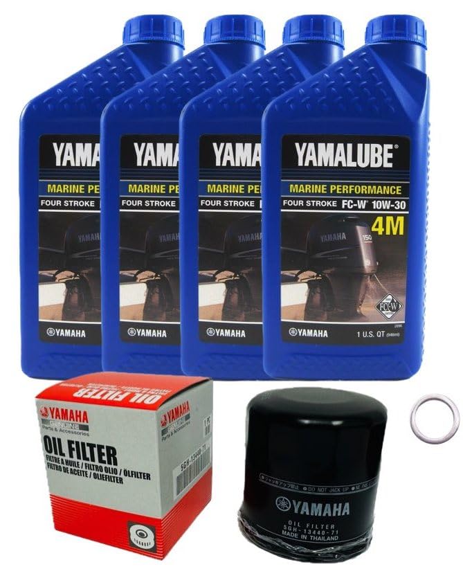 F75 F90 F115 Outboard Service Maintenance Kit, 10W-30 4M Oil Change Kit, Marine Gearcase Lube, Filters, Fits Yamaha 2006+ Models