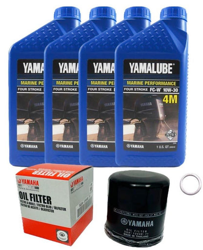 F75 F90 F115 Outboard Service Maintenance Kit, 10W-30 4M Oil Change Kit, Marine Gearcase Lube, Filters, Fits Yamaha 2006+ Models